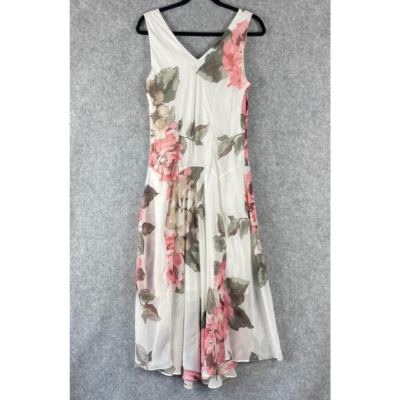 Robbie Bee Chiffon Dress Womens 12 Floral Cowl Neck Romantic Whimsy Fairy Y2K - Picture 11 of 15